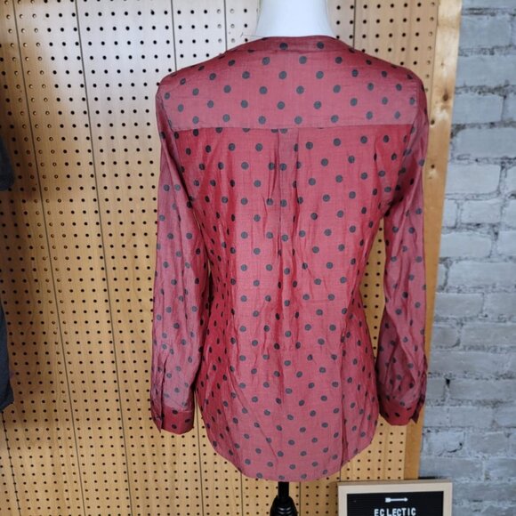 Express The Portofino Shirt Womens Slim Fit SmallRed Black Polka Dot - Picture 2 of 3